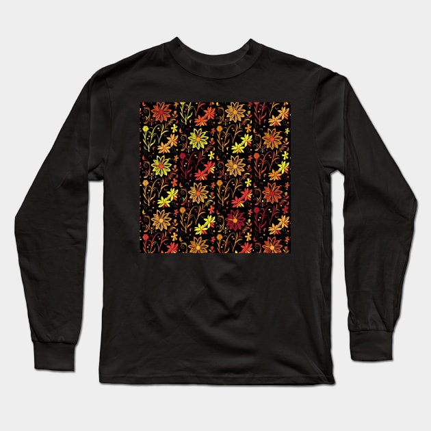 Autumn Floral Pattern Long Sleeve T-Shirt by ArtFactoryAI